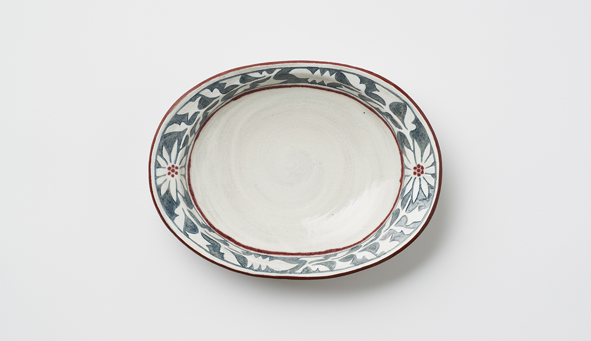 Flowering Plant Oval Plate (L)