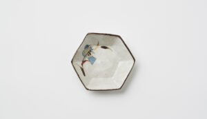 Paper Painting Blue Bird Hexagonal Small Dish