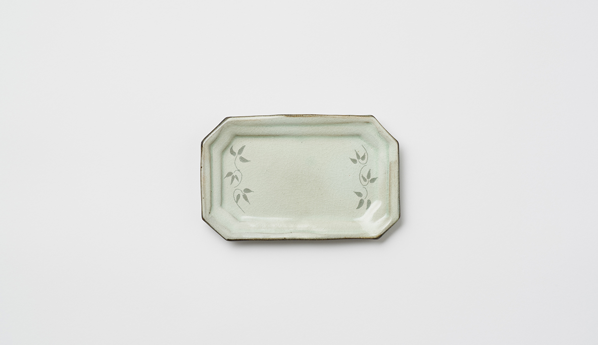 Ivy Carved Celadon Rectangle plate(S)